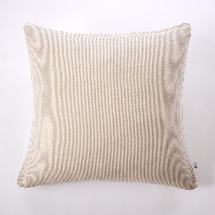 Taie d'oreiller réversible "Romie Ficelle" toutes dimensions Gaze de Coton tissée teinte l'Effet Papillon - Romie Ficelle - Taie d'o