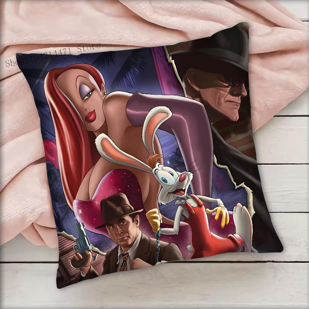 Cartoon Animation R-Roger R-Rabbit Pillow Case Square Bedroom Sofa Leisure Comfort Cushion Car Living Room Home Decoration