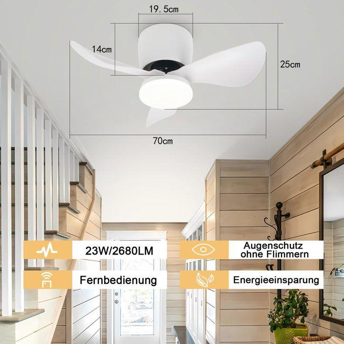 Ventilateur de plafond - NETTLIFE - 70 cm - 23W LED - Dimmable - Silencieux