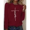 Women's Spring Autumn T-Shirts Fashion Casual Loose 3D Print You Are Enough Printed O Neck Long Sleeve T-shirt Top