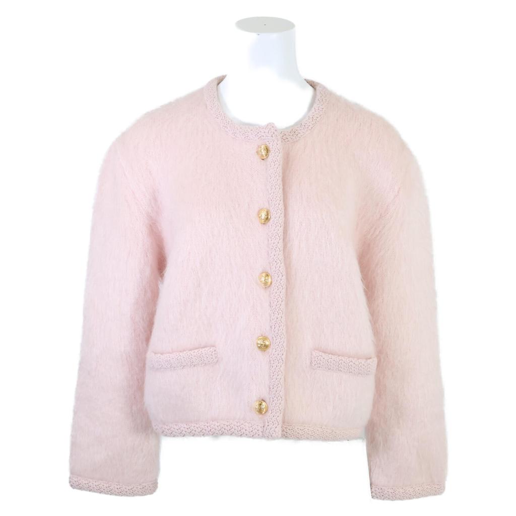 Celine Domestic Regular 23AW 2A43Y270R Chasseur Jacket Brushed Mohair Knit Jacket M Pale pinkUsed