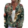 Women's Fashion Christmas Print Long Sleeve Knitted Cardigan Button Jacket