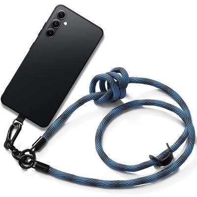 Coque Bandoulière pour Samsung Galaxy A54 5G - BOOLING - Noir Souple - Bandoulière Robuste Bleu