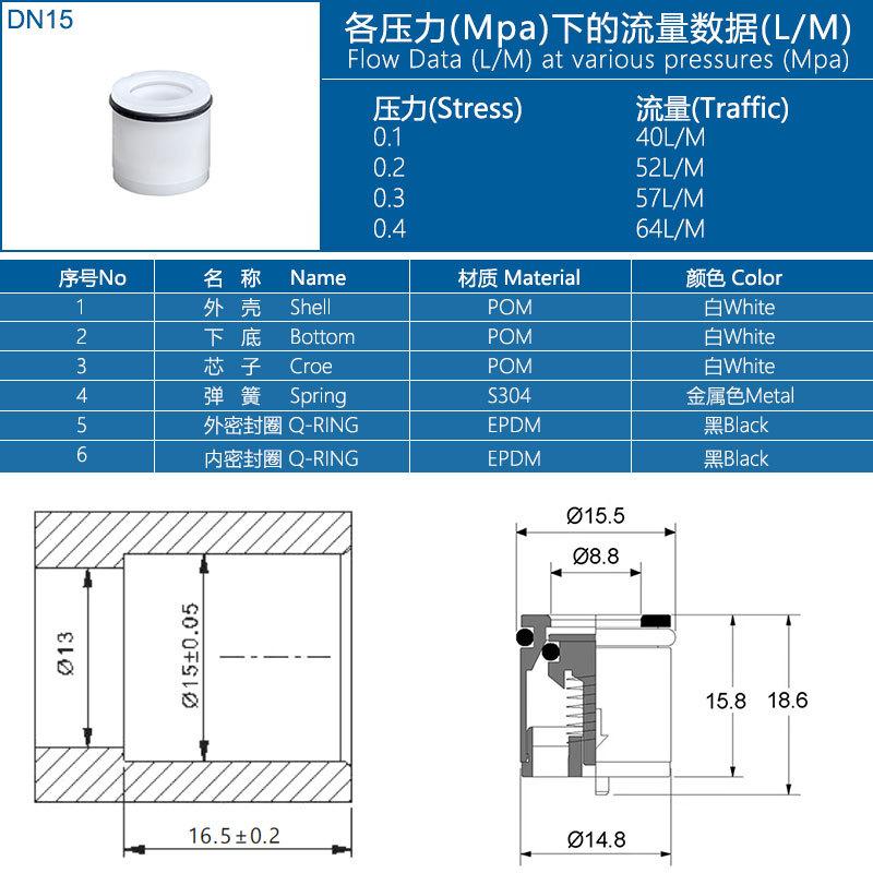 Inner Plug Check Valve Plastic DN8/10/12/14/20/22/25 MM Spool Check Inline Spring Non-return Valve Pipe Fittings