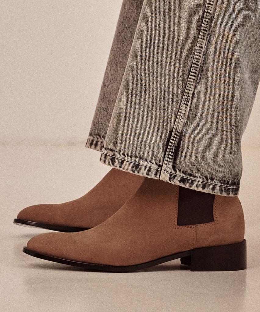 Firenze Atelier Rians_Slim Toe Square Banding Chelsea Boots 3338 [Beige Nubuck]
