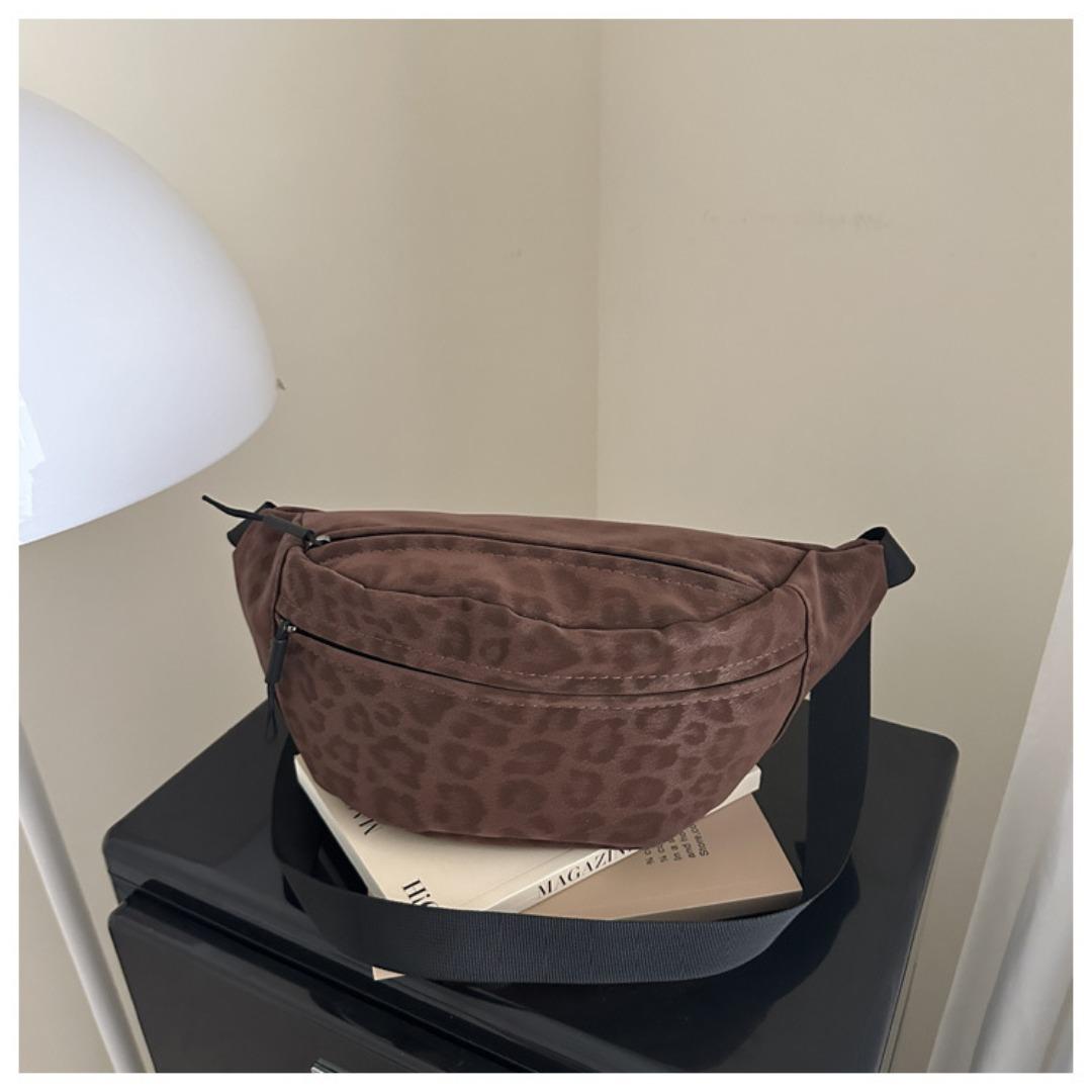 XYKK01 Herfst/Winter Ultrakoele Luipaardprint Dames Casual Tas Retro Ontwerp Trendy Crossbody Schouder Taille Tas Ritssluiting bruin