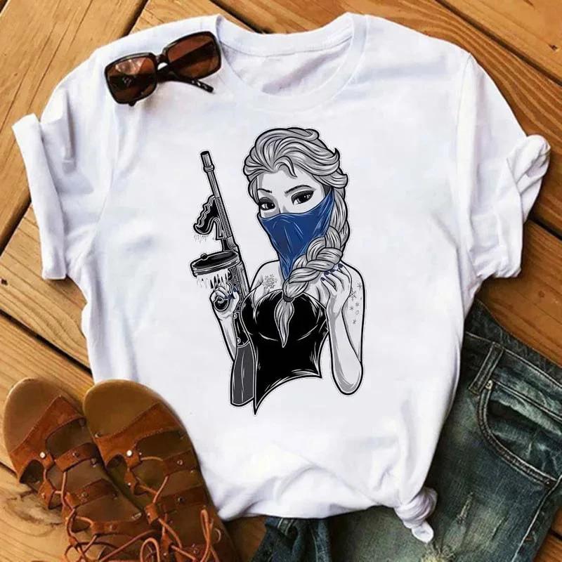 Summer Kawaii Princess Cotton T-Shirt Tops Harajuku Cartoon Graphic Tees Cute T-shirt Blouses Unisex