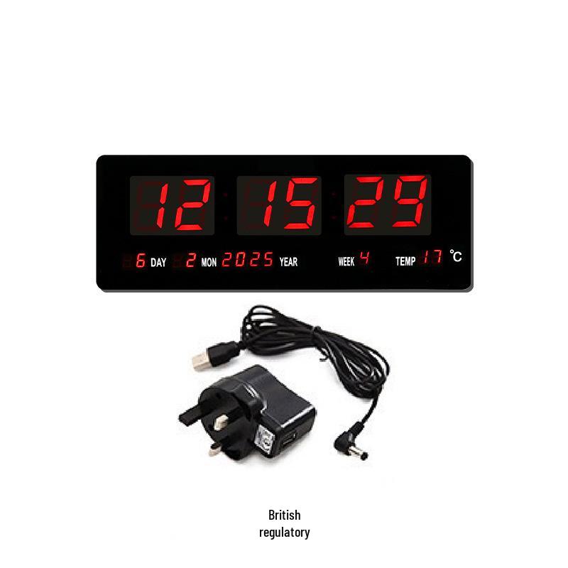 Large Screen LED Wall-Mounted Smart Clock with Temperature and Perpetual Calendar