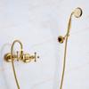 Gold-Plated Retro European Shower Set: Dual Handle Bathtub Faucet with Hot and Cold Mixer