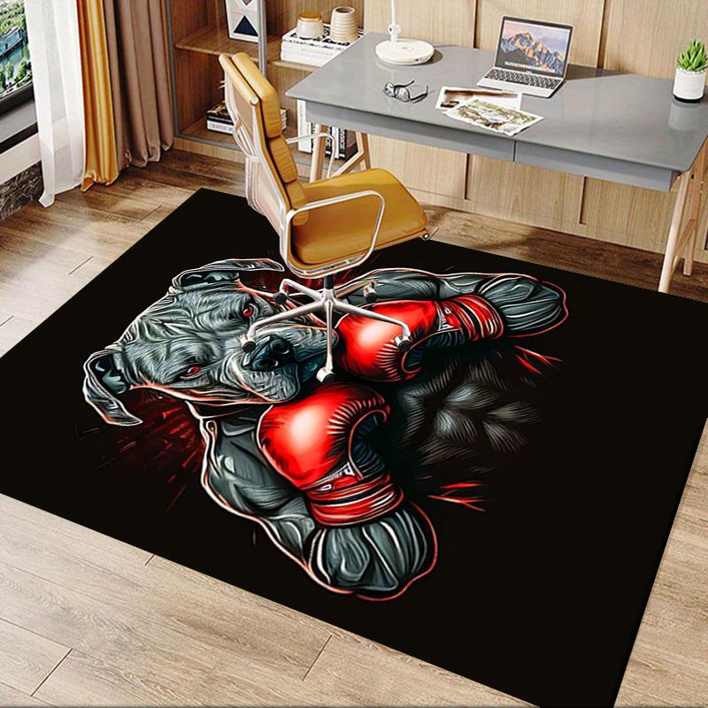 Boxing Dog Chair Mat Office Carpet for Home Decor, Oversized Rug for Sofa, Desk, Bedroom, Living Room, Gift Idea