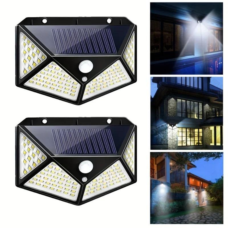 1/2/4/6/8 PCS 100 LED Solar Power Wall Light  1200mAh IP65 Waterproof  Motion Sensor Wall Lights For Garden Outside Decoration