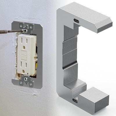 10Pcs Dual-Plate Wall Plate Spacers Stainless Steel Flush Fit Device Leveling Plate Loose Wall Electrical Outlet Switch Repair Receptacle Spacer
