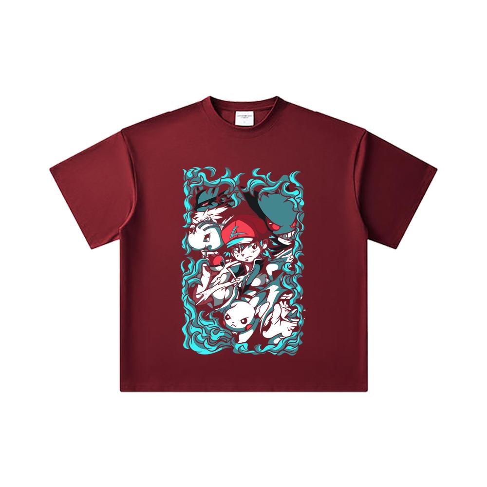 260 GSM Double Yarn 32 Count 100% Cotton Pokemon V26 Print Unisex Heavy Cotton T Shirt