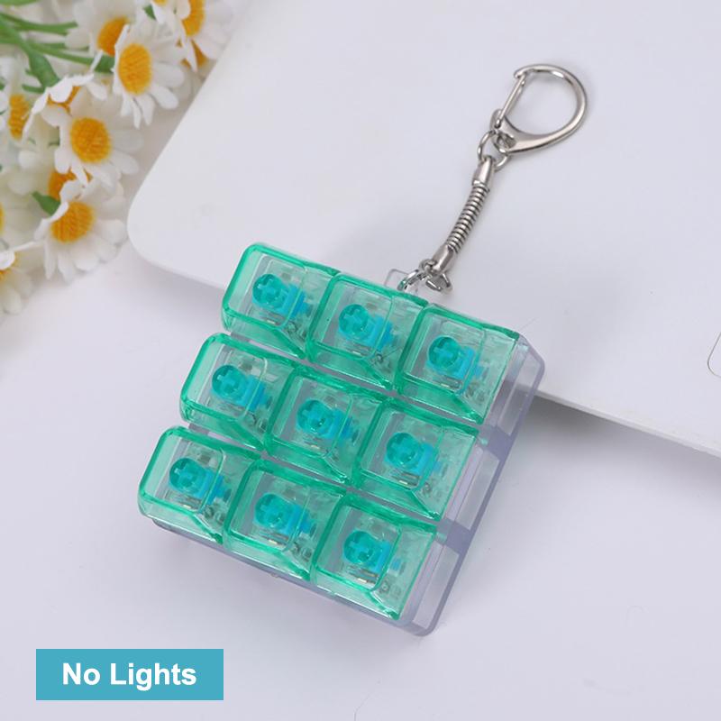 9 Keys Led Keyboard Key Toy Mechanical Keyboard Axis Tester Stress Relief Diy Fidget Button Keycap Fidget Keychain Toys Gift