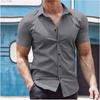 Summer Men's Short Sleeved Solid Color Shirt Youth Fashion Home Casual Cardigan Shirts