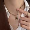 Vintage Brown Natural Stone Pendant Choker Chain Necklace For Women Men Fashion Trendy Grunge Jewelry Accessories Gifts
