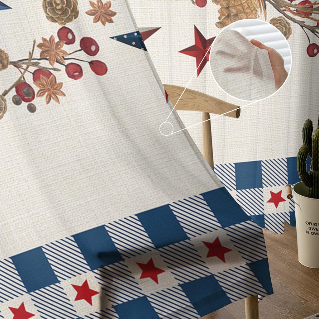American Flag Pentagram Sheer Window Curtains For Living Room Kitchen Children Bedroom Voile Hanging Curtain