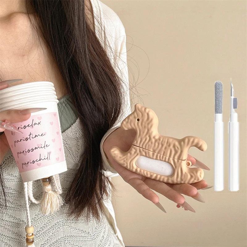 Cute Kids Simulation Cartoon Trojan Horse Headphone Cover For Apple Airpods 1/2 3 4 Pro/Pro2 Hollowed Out Silicone Case