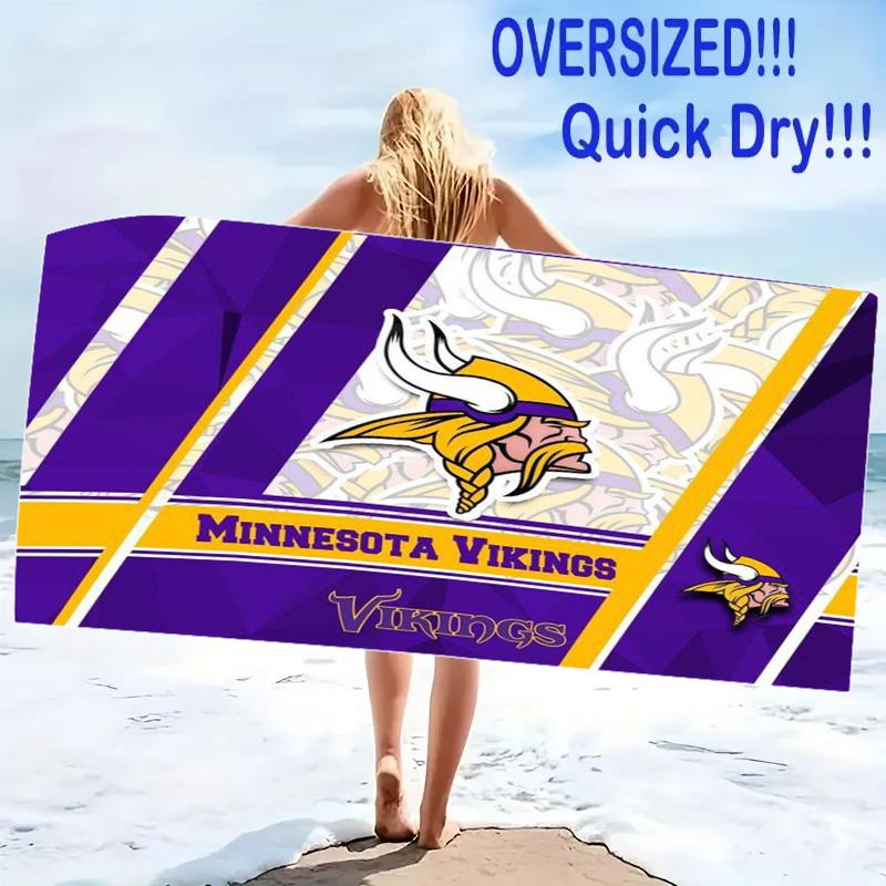 Minnesota Vikings Print Beach Towel, Large Soft Quick Dry Towel for Beach Camping Swimming