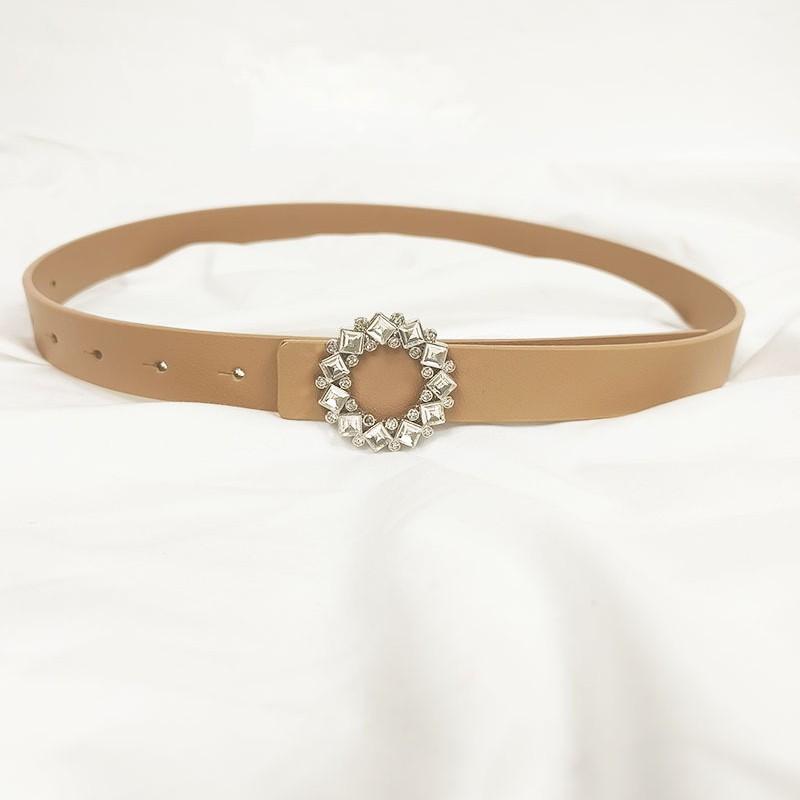 Women's Fashion Versatile Trend Decorative Suit PUThin Belt Rhinestone Leather Style Jeans Belt Simple Decorative Belt