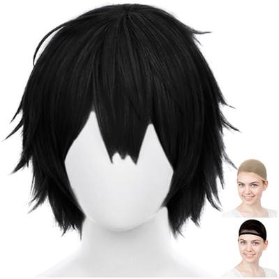 CaseEden Cosplay Wig, Short, 30cm, Heat-Resistant, Black, WIG6200