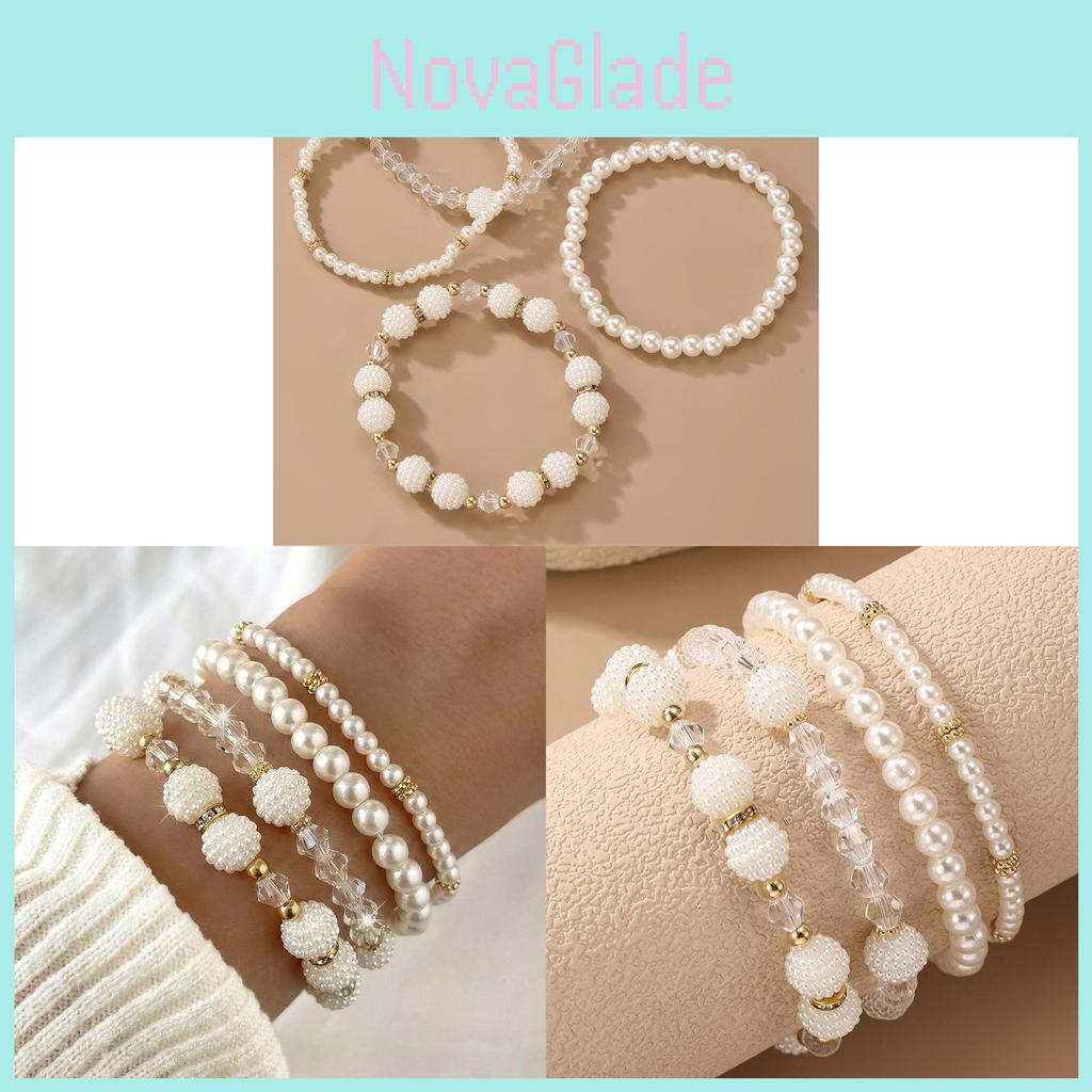Bohemian Fashion Elegant Pearl Beaded Bracelet Set For Women Gift Jewelry