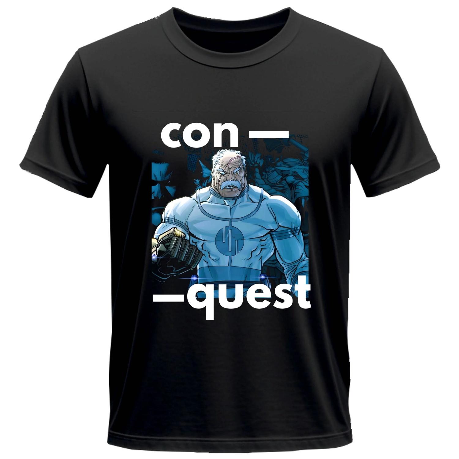 

Conquest Merch T-Shirts Men Women Adult Invincible Anime 100% Cotton T Shirt Round Collar Short Sleeve All Seasons Tops S чёрный