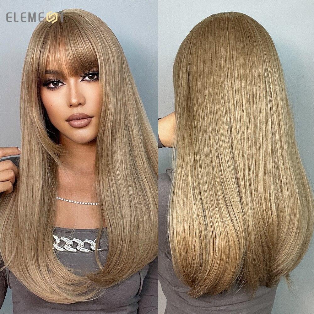 Syntetické dlouhé rovné šedobílé paruky s ofinou Paruka pro ženy Party Gala Cosplay Lolita vlasy tepelně odolné přírodní