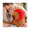 Capybara Plush,8.6 Inch Cute Strawberry Hat Capybara,soft Capybara Doll Gift, Soft Brown Capybara Plush Pillow,stuffed Capybara Gift,home Decoration