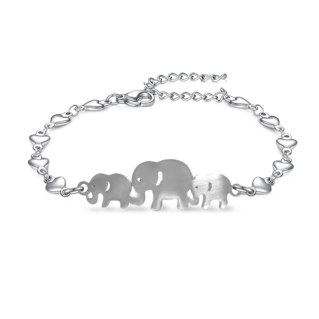Stainless Steel Elephant Bracelet, Heart-Shaped Elephant Pendant, Adjustable Chain, Unisex, Suitable For Everyday Wear.