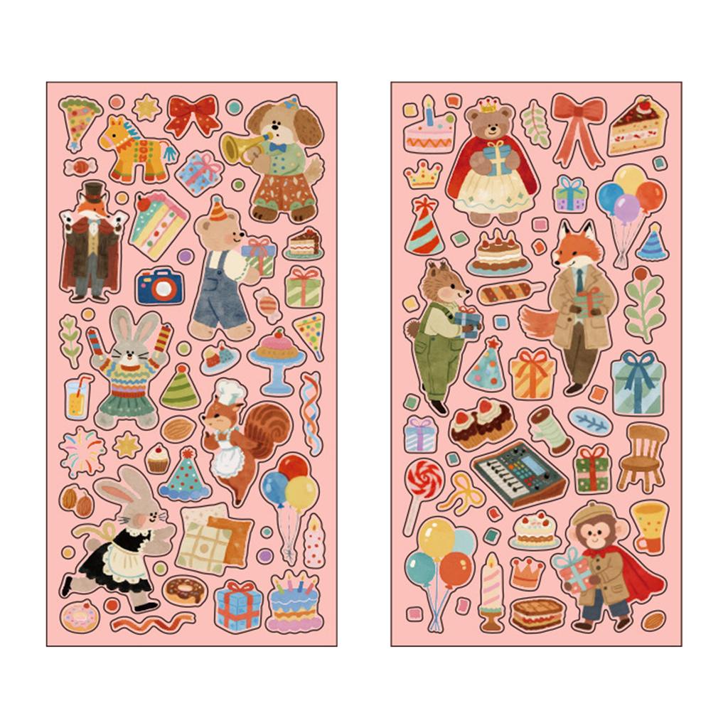 Cartoon Animal Scrapbooking Sticker Transparent Decorative Sticker for DIY Craft Journaling Scrapbook Journal Planner
