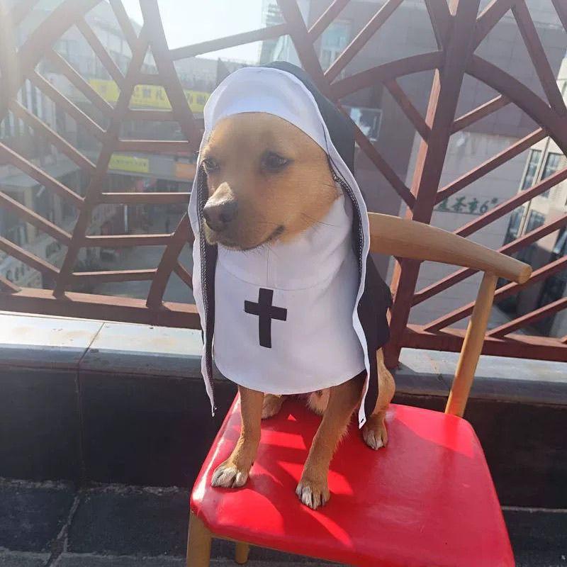 Nun costume, pet clothes, summer thin, breathable, funny cosplay photo props, small and medium-sized internet-famous styles