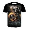 Terror Skull 3D Digital Printed Men's Fashion Trend Round Neck Short Sleeved T-shirt