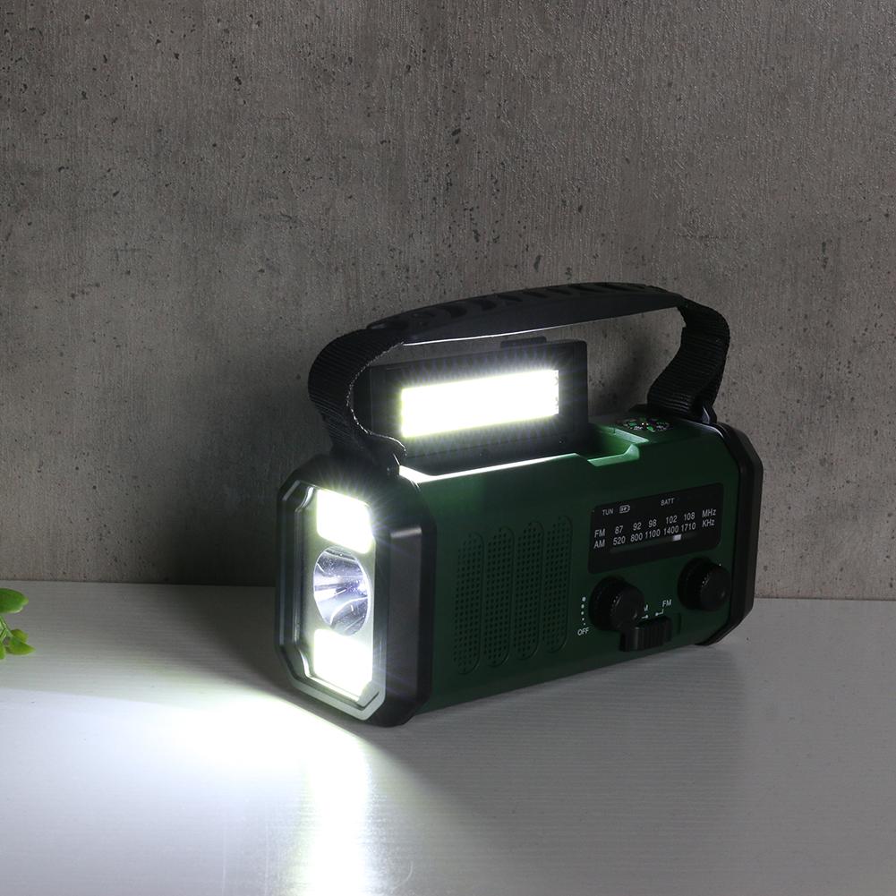Solar Powered AM FM Radio SOS Alarm Type-C Charging Emergency Radio with LED Flashlight Multifunctional Reading Lamp for Camping