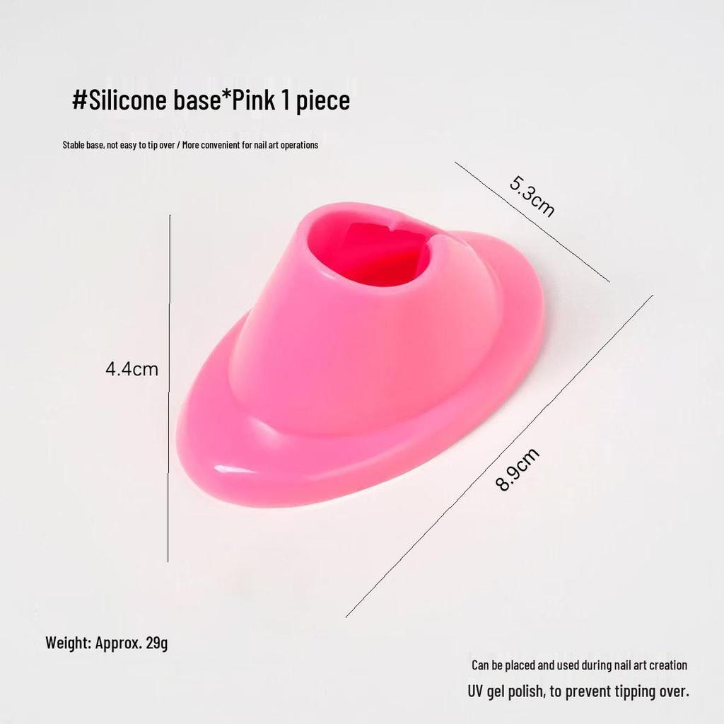 Silicone Nail Polish Holder & Stand - Pink/White Nail Art Tool