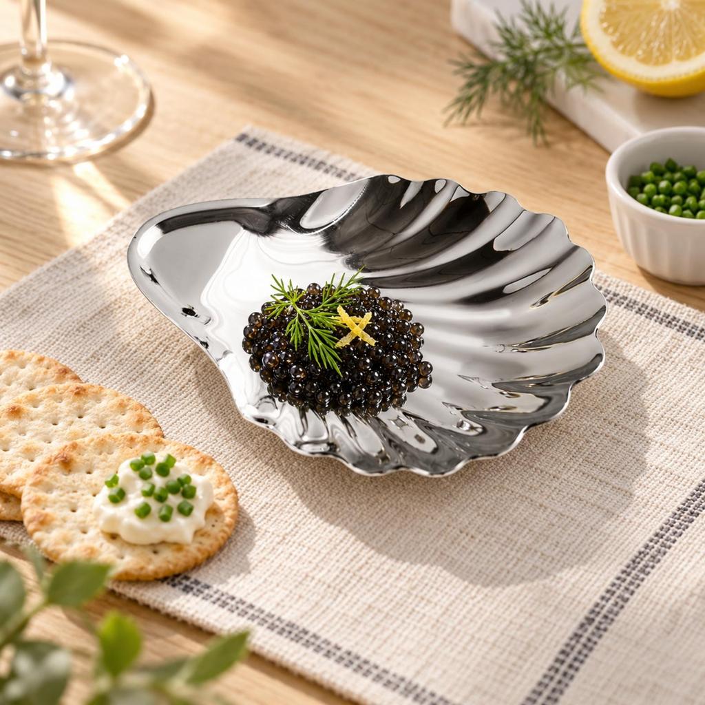Fluted Shell Dish with Edges Versatile Stainless Steel Conch Serving Elegant for Everyday