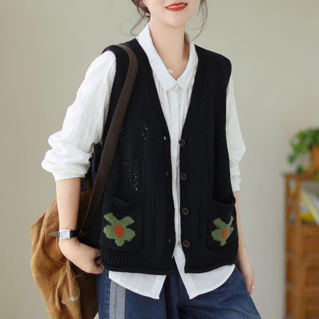 Gilet Donna Senza Maniche In Maglia - Canottiera Lavorata A Maglia, Comoda E Allentata Taglia L - Foto 5