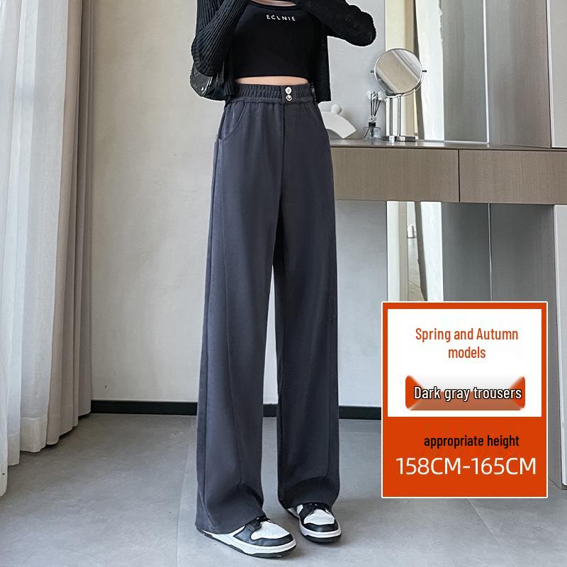 2024 Plus Size Fleece-Lined High Waist Wide Leg Pants for Women - Slimming Casual Autumn Winter Wear