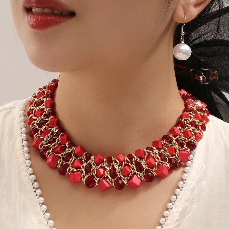 Neue ethnische handgefertigte Halskette mit Brille, Türkis und gemischten Steinen, mehrlagige Halskette, Damenschmuck, Accessoires