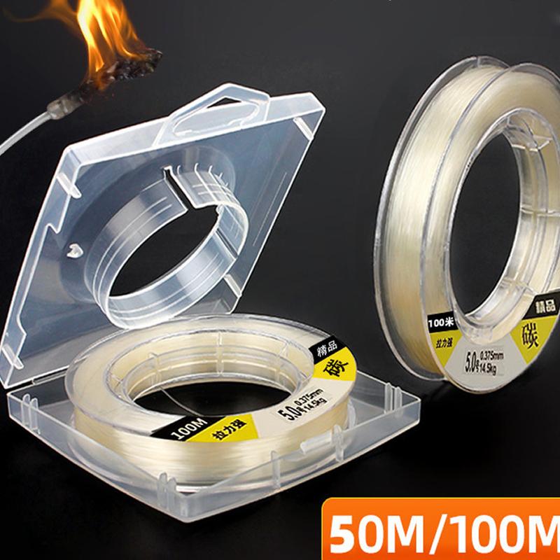 50M/100M Carbon Fiber Fluorocarbon Fishing Line Single Thread Lead Seawater Fishing Line