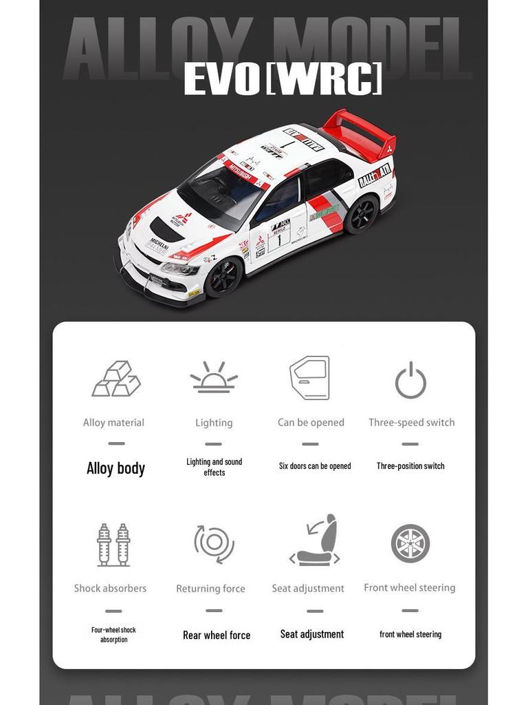 Mitsubishi Evo 1:32 Alloy Car Model with Pull-Back and Sound Effects - EVO Rally Series Collectible Ornament