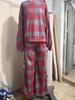 2025 European & American Women's Plaid Ruffled Pantsuit – Distressed Street Style