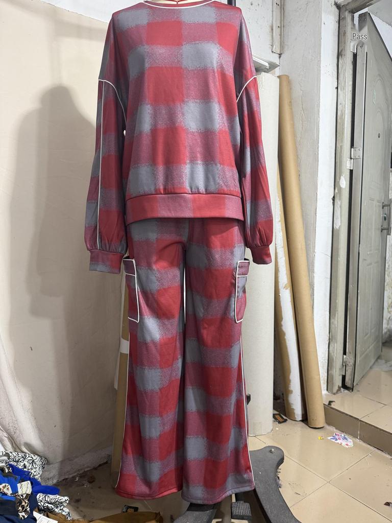 2025 European & American Women's Plaid Ruffled Pantsuit – Distressed Street Style