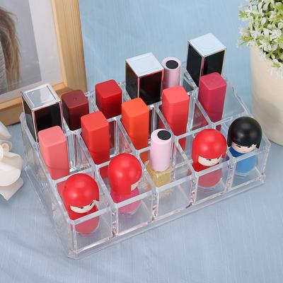 16 Grid Transparent Acrylic Nail Polish Lipstick Storage Case Organizer Storage Rack