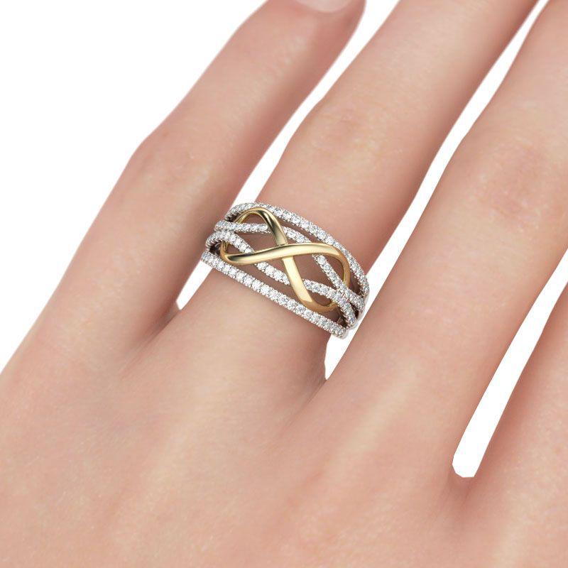 Gold-Plated Two-Tone Women's Fashion Rings - European & American Style