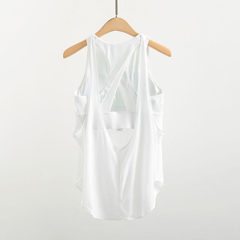 Women's Shockproof Summer Yoga Vest with Chest Pad - 2-in-1 Loose Running Fitness Top
