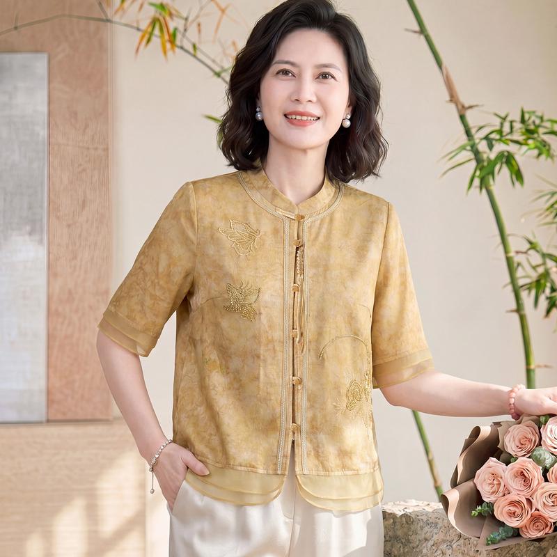 Women's New Chinese Style Embroidered Summer Shirt