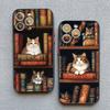 Vintage Bookcase Kitten Painted Phone Case For iPhone 16 15 14 Pro Max Plus 13 Mini 12 11 Pro Max XS X XR 7 8 Plus SE Back Cover