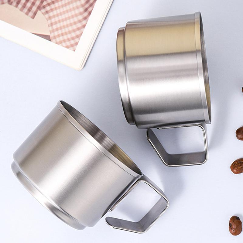 Coffee Mug With Handle Stainless Steel Double Walled Tea Cup Stackable Drinking Mug With Handle Camping Drinkware For Home