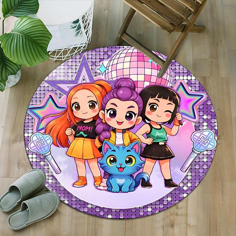 1pc Kpop Team2 Carpet, Round Rug, Comfortable, Suitable for Entryways, Living Rooms, Office, And Bedrooms, Christmas Decoration